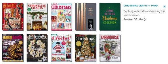 Image of the Christmas Crafts and Food section of Libby with images of Christmas magazine and book covers.