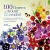 Book cover for 100 flowers to knit and crochet by Lesley Stanfield.