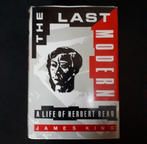 Book cover of The Last Modern, a life of Herbert Read features a graphic black and white illustration of a man's head.